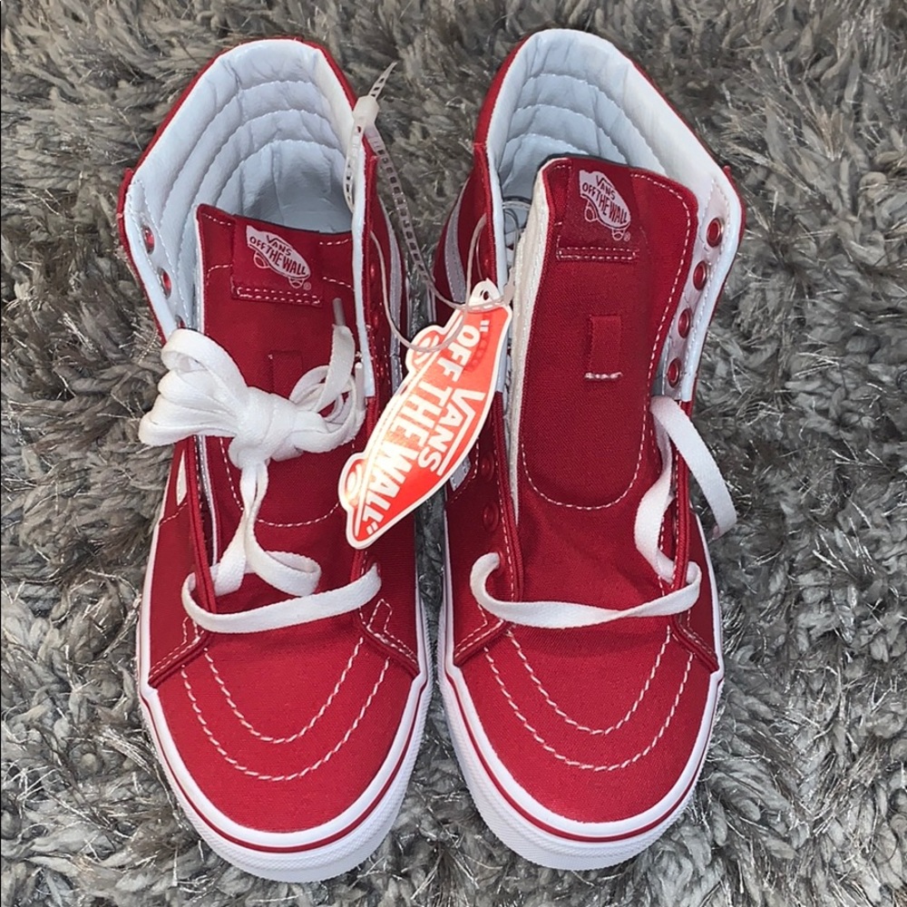 Red high top vans brand new